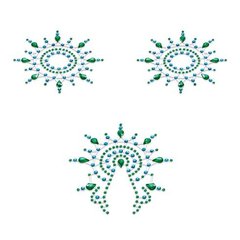 Пестіс з кристалів - Petits Joujoux Gloria set of 3 - Green/Blue, прикраса на груди і вульву