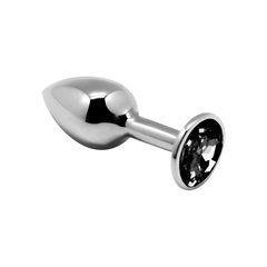 Анальная металлическая пробка с кристаллом - Alive Mini Metal Butt Plug Black M