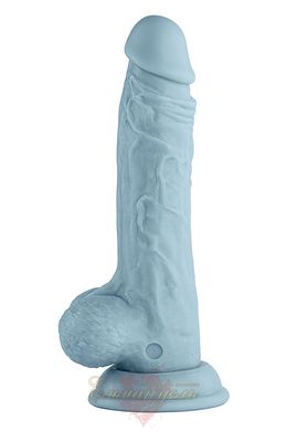 Realistic vibrator with testicles on a suction cup - Femme Funn Turbo Baller, blue