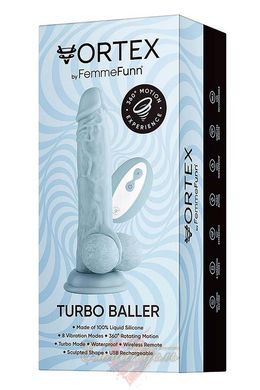 Realistic vibrator with testicles on a suction cup - Femme Funn Turbo Baller, blue