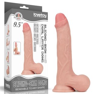 Фаллоимитатор - 9.5'' Sliding Skin Dual Layer Dong - Whole Testicle