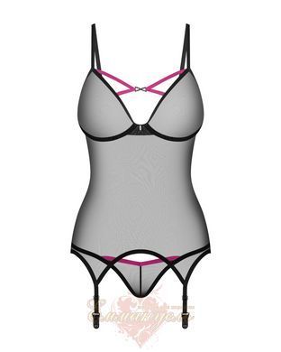 Obsessive Novenes Corset & Thong, sheer, open back, thong included, XS/S SX0613 &mdash; photos