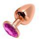 Металева анальна пробка - Wooomy Tralalo Rose Gold Metal Plug Magenta L, діаметр 4 см, довжина 9 см SO7425 фото 1