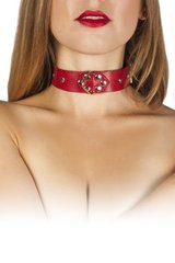 Ошейник - Leather Restraints Collar, red