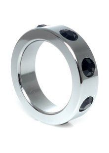 Эрекционное кольцо металлическое - Metal Cock Ring with Black Diamonds Medium 64-00120 фото