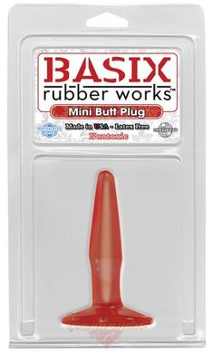 Анальная пробка - Basix Rubber Works - Mini Butt Plug, red