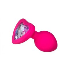 Butt Plug - Pink Silicone Heart White, M