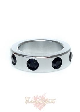 Metal Cock Ring with Black Diamonds Medium