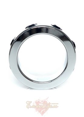 Эрекционное кольцо металлическое - Metal Cock Ring with Black Diamonds Medium