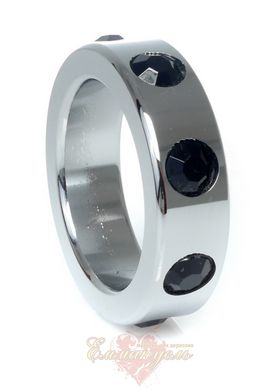 Ерекційне кільце металеве - Metal Cock Ring with Black Diamonds Medium