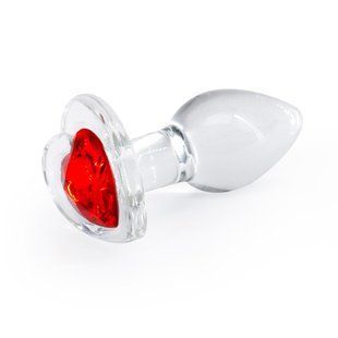 Скляна анальна пробка NS Novelties Crystal - Desires - Red Heart - Small з декоративним червоним серцем SX4352 фото