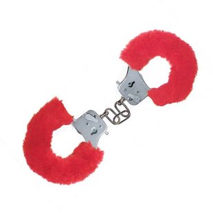 Cuffs - Toy Joy Furry Fun Cuffs, red