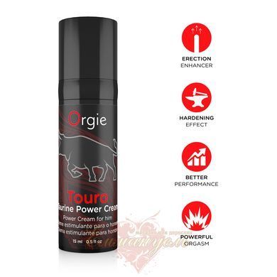 Крем для посилення ерекції Orgie Touro Power Cream, 15 мл, з таурином, гінкго та коренем женьшеню SX1560 фото
