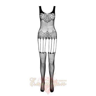 Bodistoking - Passion ECO BS001 One Size white, with access, imitation garters, floral decoration