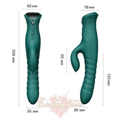 Smart Rabbit Vibrator Zalo Mose 2 Turquoise Green with Pulsation, Heating up to 42&deg;C, Swarovski Crystal SX2687 &mdash; photos