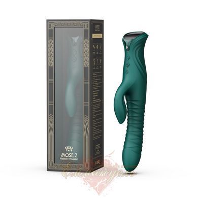 Smart Rabbit Vibrator Zalo Mose 2 Turquoise Green with Pulsation, Heating up to 42&deg;C, Swarovski Crystal SX2687 &mdash; photos