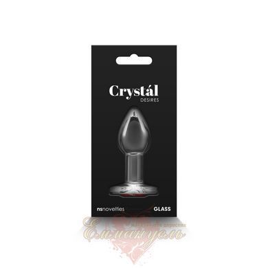 Скляна анальна пробка NS Novelties Crystal - Desires - Red Heart - Small з декоративним червоним серцем SX4352 фото