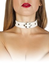Ошейник - Leather Restraints Collar, white