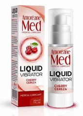 Лубрикант с эффектом вибрации - Amoreane Med Liquid Vibrator Cherry (30 мл)