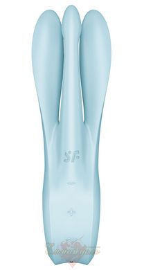 Clitoral vibrator - Satisfyer Threesome 1 Light Blue with three flexible fingers