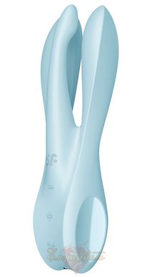 Кліторальний вібратор - Satisfyer Threesome 1 Light Blue з трьома гнучкими пальчиками