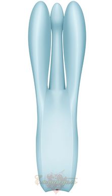 Clitoral vibrator - Satisfyer Threesome 1 Light Blue with three flexible fingers