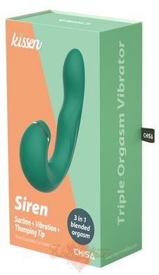 Vibrator - Chisa Kissen Siren with vacuum stimulation and vibration, green