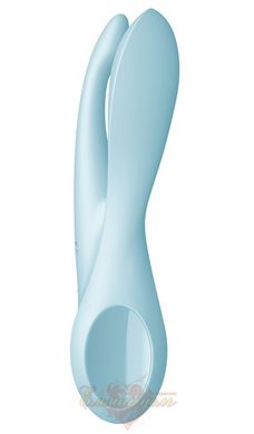 Кліторальний вібратор - Satisfyer Threesome 1 Light Blue з трьома гнучкими пальчиками