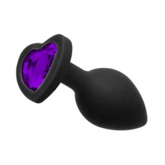 Butt Plug - Black Silicone Heart Purple, M