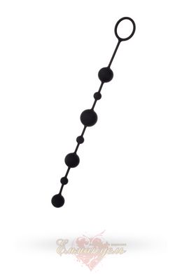 Анальная цепочка - Toyfa A-toys с шариками, силикон, черный, 35,9см