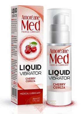 Лубрикант с эффектом вибрации - Amoreane Med Liquid Vibrator Cherry (30 мл)