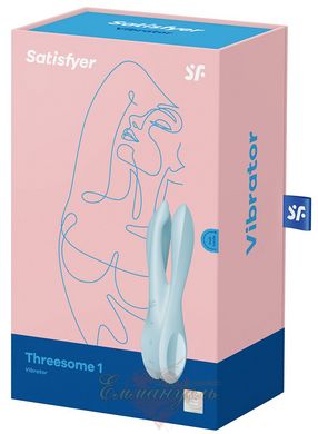 Кліторальний вібратор - Satisfyer Threesome 1 Light Blue з трьома гнучкими пальчиками