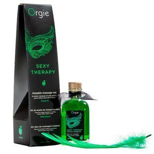 Массажный набор Orgie Sexy Therapy Apple, 100 мл, съедобное согревающее масло и перышко SX1508 фото