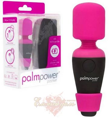 Mini vibration massager - PalmPower Pocket with zippered case, waterproof, rechargeable, length 9 cm