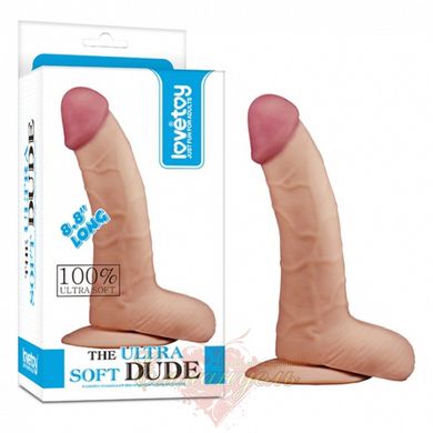 Phalloimitator with scrotum - Dildo The Ultra Soft Dude 8,8" Flesh