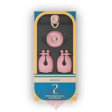 Набор зажимы для сосков с вибрацией и ошейник - Qingnan No.2, розовый