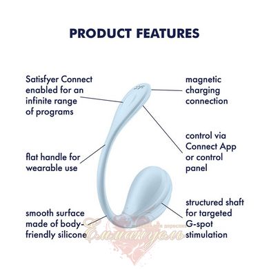 Смарт вібраційне яйце - Satisfyer Smooth Petal Connect App Light Blue