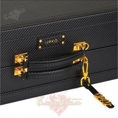 Шкаф-чемодан для БДСМ аксессуаров Upko, из итальянской кожи, черный, 14 предметов - UPKO Luxury SM Vertical Trunk Kit