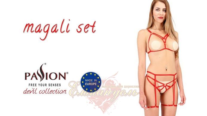 Set of linen - MAGALI SET OpenBra red L/XL - Passion Exclusive