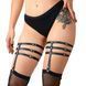 Garters with rhinestones Art of sex Floy, genuine leather, size XS&ndash;2XL, black color SO7494 - photos (1