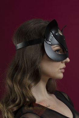 Маска кішечки Feral Feelings - Catwoman Mask, натуральна шкіра, чорна