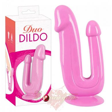 Фаллоимитатор двусторонний на присоске - Duo Dildo, розовый