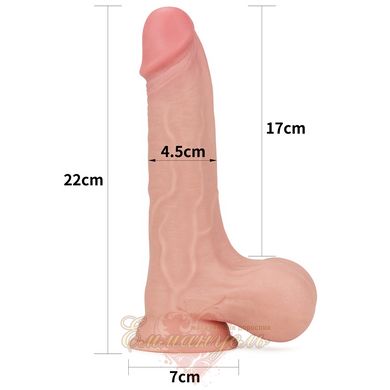 Dildo - 8.5'' Sliding Skin Dual Layer Dong - Whole Testicle