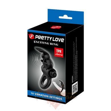 Vibrating Cock Ring with Bunny Ears Pretty Love Exciting Ring &mdash; 10 Vibration Modes, Black BI-210245 &mdash; photos