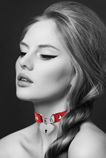 Чокер с замочком-сердечком - Bijoux Pour Toi - HEART LOCK Red, экокожа