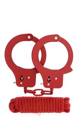 Набор БДСМ - BONDX Metal Cuffs&Love Rope Set-Red, наручники, веревка