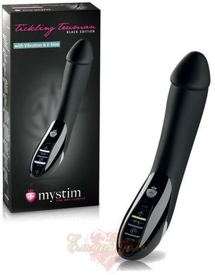 Vibrator with electrical stimulation - Mystim Tickling Truman eStim Black, myostimulator - 27 x 4