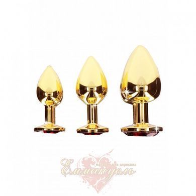 Анальная металлическая пробка M (Medium) с камнем красного цвета Butt Plug with Diamond Jewel Taboom T17168 фото