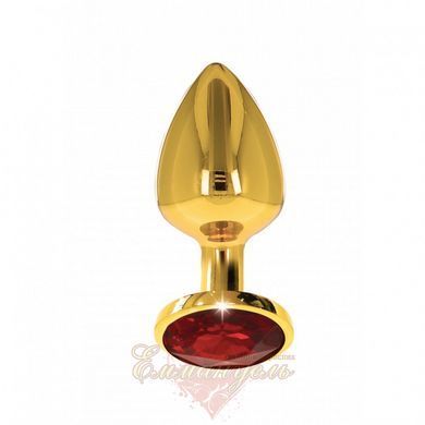Анальная металлическая пробка M (Medium) с камнем красного цвета Butt Plug with Diamond Jewel Taboom T17168 фото