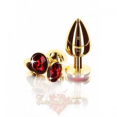 Анальная металлическая пробка M (Medium) с камнем красного цвета Butt Plug with Diamond Jewel Taboom T17168 фото